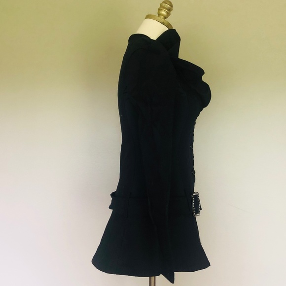 Jacket Dress Black Medium WEISSMAN COSTUMES Big V Neck Ruffle Collar - Picture 6 of 6